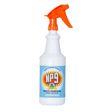 Image of a single white spray bottle of NP9 multi-purpose spray with a blew and red label
