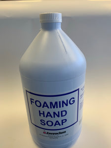 Image of a large white bottle with the text "foaming hand soap" on the label around the side.